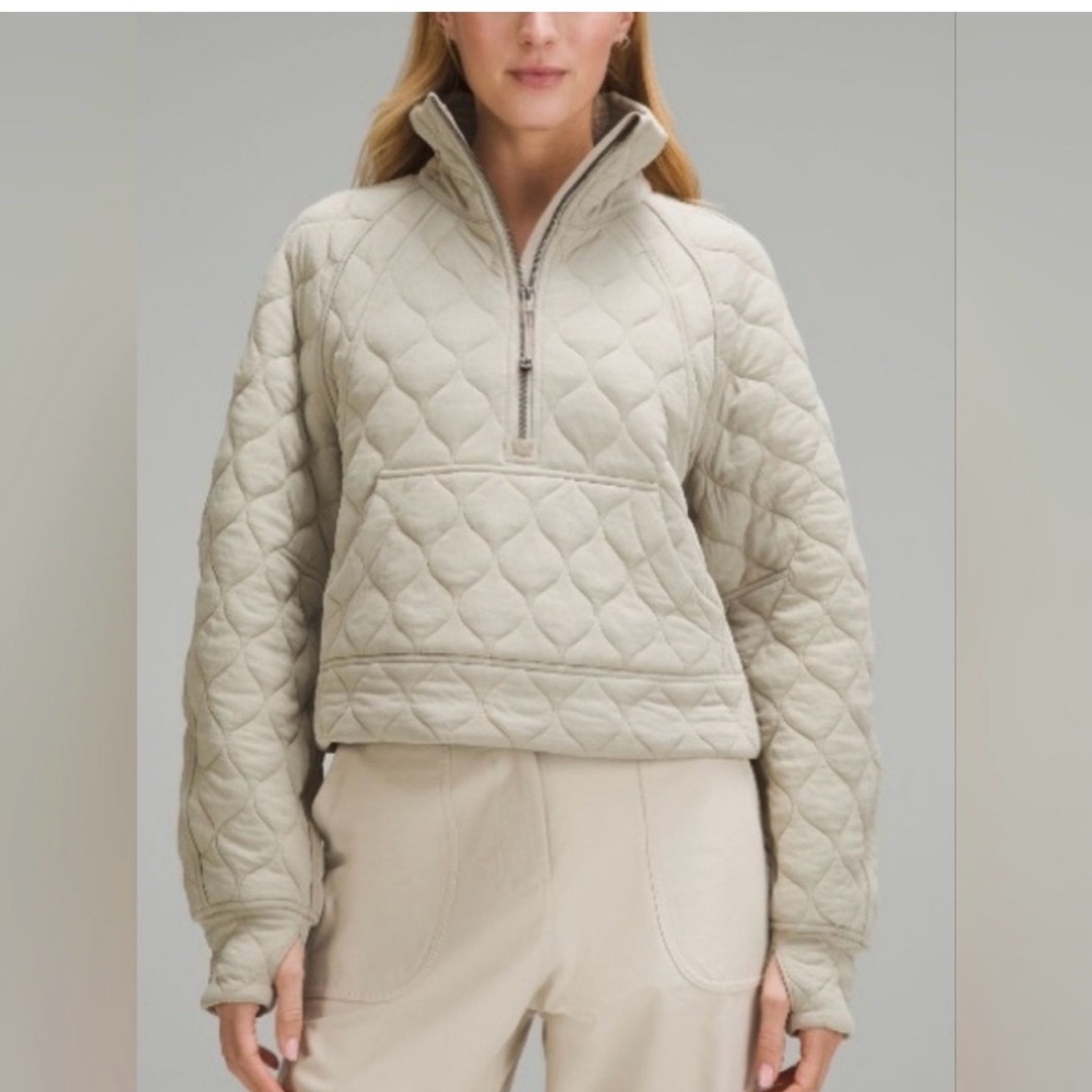 lululemon athletica Quilted Half-Zip Pullover in Light Beige